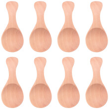 8Pcs Small Wooden Salt Spoon Solid Wood Condiments Spoon Handmade Honey Teaspoon Seasoning Sugar Coffee Tea Jam Mustard Ice Cream Milk Crude Wood