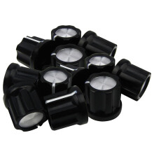 0Degree Guitar Pot Knob Bass Guitar Amp Knobs Buttons D-Type Shaft Potentiometer Pots Knobs, Black Cap Silver Top, Pack Of 12
