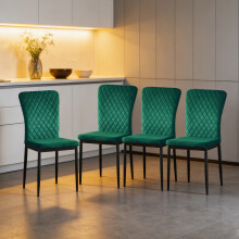 (Green(velvet), 4 pcs) 4/6 Dining Chairs High Back Velvet/PU Office
