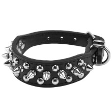 Collier en Cuir Cloute Pointu pour Chien 1 pouceLarge pour Petit / T. petit Races et Chiots (Noir, S: Pour cou 6-8 pouce)