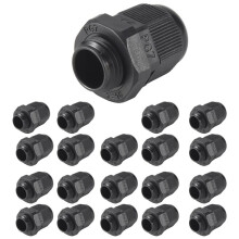 20 piezas de Conector de prensaestopas impermeable de plastico negro PG7