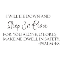 Sleep In Peace Psalm 4:8 Bible Verse Lettering Wall Decal Decor Quote Inspire