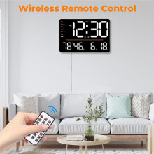 Horloge Murale NuméRique, Grand éCran LED 15,6 Pouces, avec TéLéCommande, pour Salon, Bureau, Salle de Classe, Salle de Sport