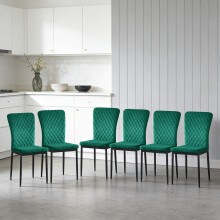 (Green(velvet), 6 pcs) 4/6 Dining Chairs High Back Velvet/PU Office