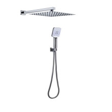 Overhead Rainfall Shower Set with 12 Inch Ultra Thin Head, 3 Function Handheld, Chrome Finish