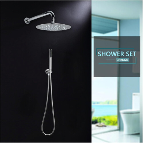Overhead Rainfall Shower Set with 12 Inch Ultra Thin Head, 3 Function Handheld, Chrome Finish 2