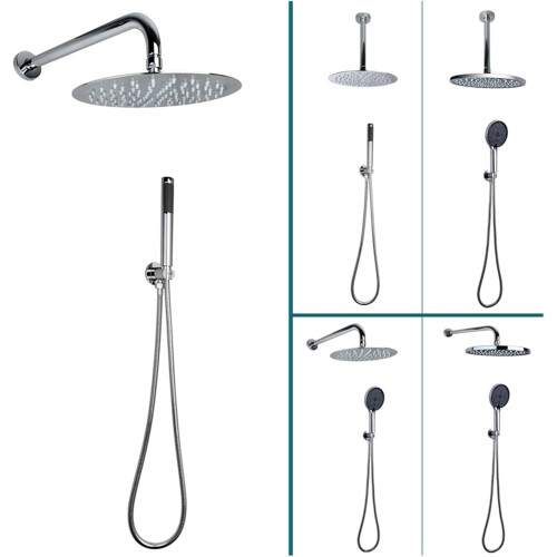 Overhead Rainfall Shower Set with 12 Inch Ultra Thin Head, 3 Function Handheld, Chrome Finish 1