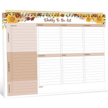 Bloc-notes hebdomadaire pour liste de tâches, 52 feuilles non datées (21,6 x 27,9 cm) - Agenda de bureau hebdomadaire pour femmes et hommes,