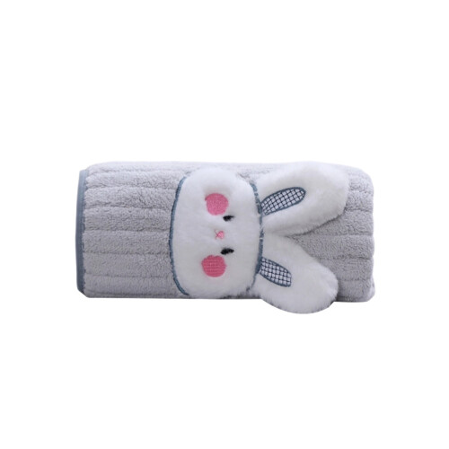 Πετσέτα Fleece με σχέδιο κουνελιού από κοράλι 75x35εκ. γκρι 1