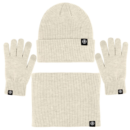 Winter 3-in-1 Schal Mütze Handschuh Set Fleecegefüttert Touchscreen
