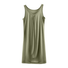 Dame Ensfarvet Ærmeløs Tankkjole Løs Pasform Sommer Tynd Modal-Bomuldsblanding Afslappet Loungewear Midi Nederdel XL til 5XL
