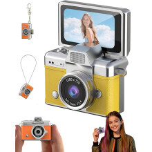 Mini fotocamera digitale portachiavi con schermo LCD da 1,47", 1080P, flash integrato, scheda di memoria da 32/64 GB: ideale per viaggi, bambini e