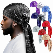 Hodvábny balíček Paisley Durag pre mužov360Waves Paisley Bandana Doo Rag Cap