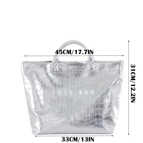 Τσάντα Tote PVC για γυναίκες – Δέρμα φιδιού & εκτύπωση γραμμάτων, διαφανές πλαστικό & 1