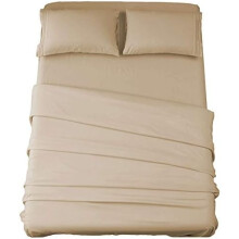 Set di lenzuola in microfibra per letto matrimoniale (Queen size), 4 pezzi, con angoli profondi