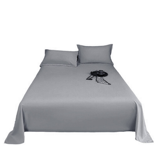 AUQ Bed Sheets Simple Elegance Design Queen Sheets Single Piece for Convenience Deep Pocket Queen Sheets,Light Gray