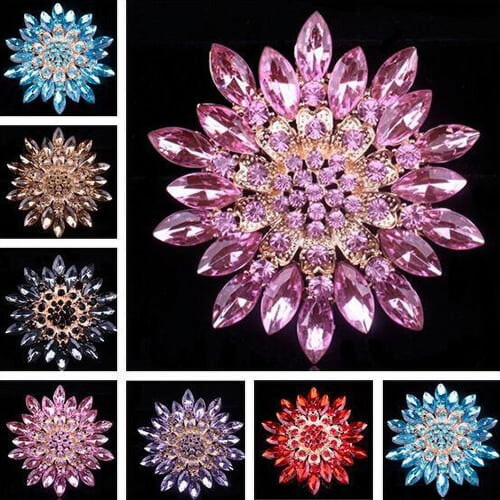 Naierhg Γυναικεία Λαμπερό Κράμα Rhinestone Λουλούδι Γάμου Νυφική Ανθοδέσμη Καρφίτσα
