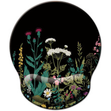 (15-Flowers) Blue Marble Ergonomic Mouse Pad with Memory Foam Wrist Rest, Non-Slip Rubber Base, for Home Office & Gaming