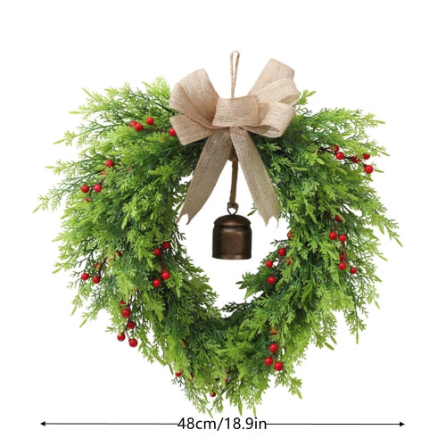 Weihnachtskranz aus Norfolk-Kiefer mit Juteschleife, 48 cm 1