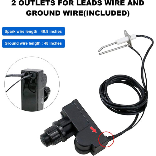 Fire Pit Ignition Kit with Push Button Igniter, Dual Outlet Spark and  Temp Resistant Wires 1