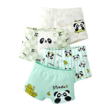 Boy Summer Underwear 4 Pack Cartoon Panda Print Lovely Boxer Briefs Stretch Moisture-Wicking Wear