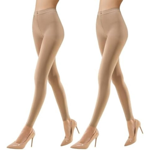 Meia-calça opaca com controle na cintura e resistente a rasgos.