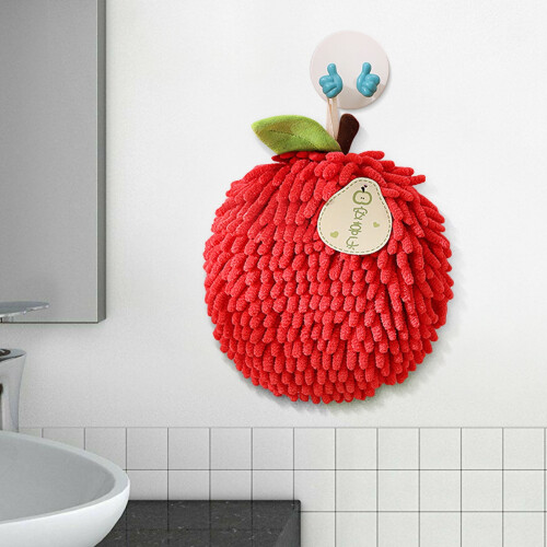 Πετσέτα χειρός Fuzzy Ball με θηλιά κρέμασης – Χαριτωμένη διακοσμητική πετσέτα σενίλ 2