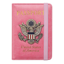 Passport Holder, Rfid Blocking Passport Wallet Card Slots, Passport Cover with Metal 3D Metal Badge, Travel Wallet