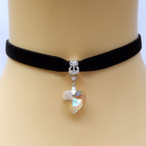 Collana girocollo da donna regolabile in ecopelle e velluto 2