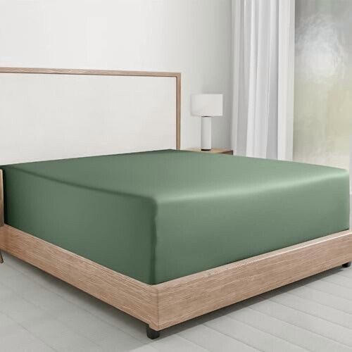Drap-housse Queen 100 % satin de coton vert sauge
