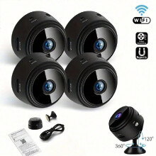 4-Pack Mini WiFi Security Cameras – Rechargeable, Night Vision, Motion Detection, App-Controlled | Compatible with Home Indoor & Outdoor