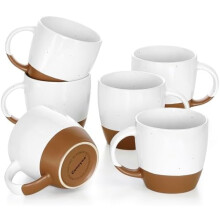 White Ceramic Coffee Mugs Set of 6, 18 oz, Microwave Safe, Compatible with All Kitchens