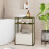 Slim Side Table with Fabric Basket Forest Green Camel Brown 1