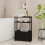 Slim Side Table with Fabric Basket Forest Green Camel Brown 5