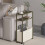 Slim Side Table with Fabric Basket Forest Green Camel Brown 3