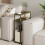 Slim Side Table with Fabric Basket Forest Green Camel Brown 4