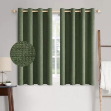 100% Blackout Linen Textured Curtains, Olive Green, 52x54 Inch (2 Panels), Thermal Insulated, Grommet, for Bedroom/Living Room/Nursery