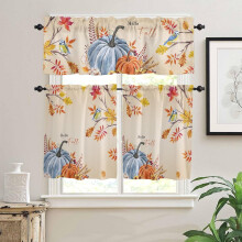 Juego de cortinas de cocina con cenefa 27,5 x 24 pulgadas