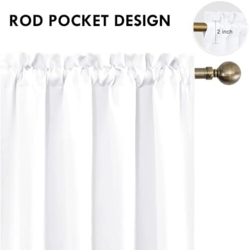 Cortinas brancas com isolamento térmico, conjunto de 2 unidades, 107 x 160 cm (42 x 63 polegadas) 2