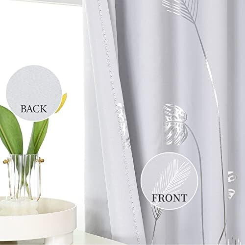 Palm Tree Curtains Greyish White Silver 52x72 Inch Room 2
