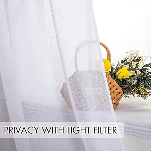 2-Pack White Semi-Sheer Grommet Curtains 54x63 in 1