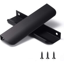 Poignées de porte en aluminium noir mat pour armoires (lot de 5)