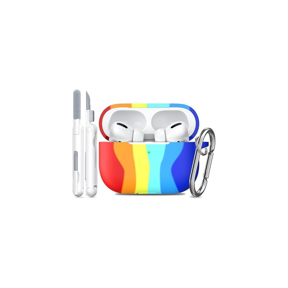 Compatible With Airpods Pro 2Nd/1St Gen Case + Cleaner Kit, Soft Silicone Cover With Keychain – Rainbow 9479868179936
