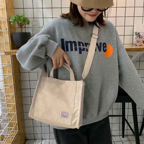 Γυναικεία τσάντα Crossbody από καμβά από κοτλέ, καθημερινή τσάντα ώμου με φερμουάρ, 1