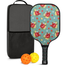 Floral Fiberglass Pickleball Paddles Set w/ 2 Balls & Bag – Compatible with Indoor/Outdoor Play