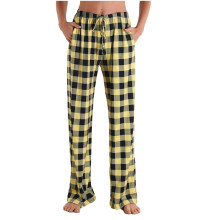 Klassieke katoenen zomerslaapbroek met ruitpatroon en zakken voor dames - Casual lange huisbroek met trekkoord in de taille, maten S-3XL