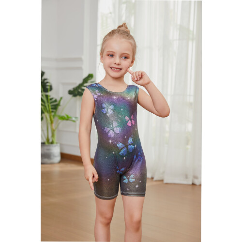 Turnanzug für Mädchen mit Shorts, Schmetterlingsmuster, 2