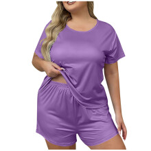 Dampyjamasset, stora storlekar med tryck, toppar, långa byxor, pyjamasset, kortärmade och shorts för kvinnor.