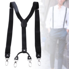 Suspenders for Men, Elastic Adjustable 4 Back Construction 1 Inch Wide Belt Loops Pants for Work Casual Accessories, Black