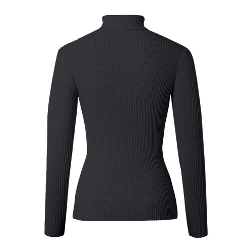 Damen-Herbstpullover, modischer Langarm-Rollkragenpullover, einfarbig, Schafsmuster, locker gestrickt, schwarz 2
